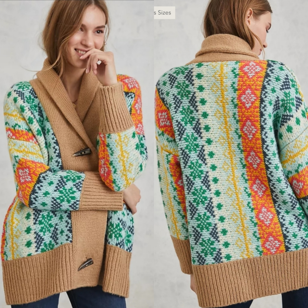 Anthropologie | Colorful Carlotta Oversized Shawl Cardigan